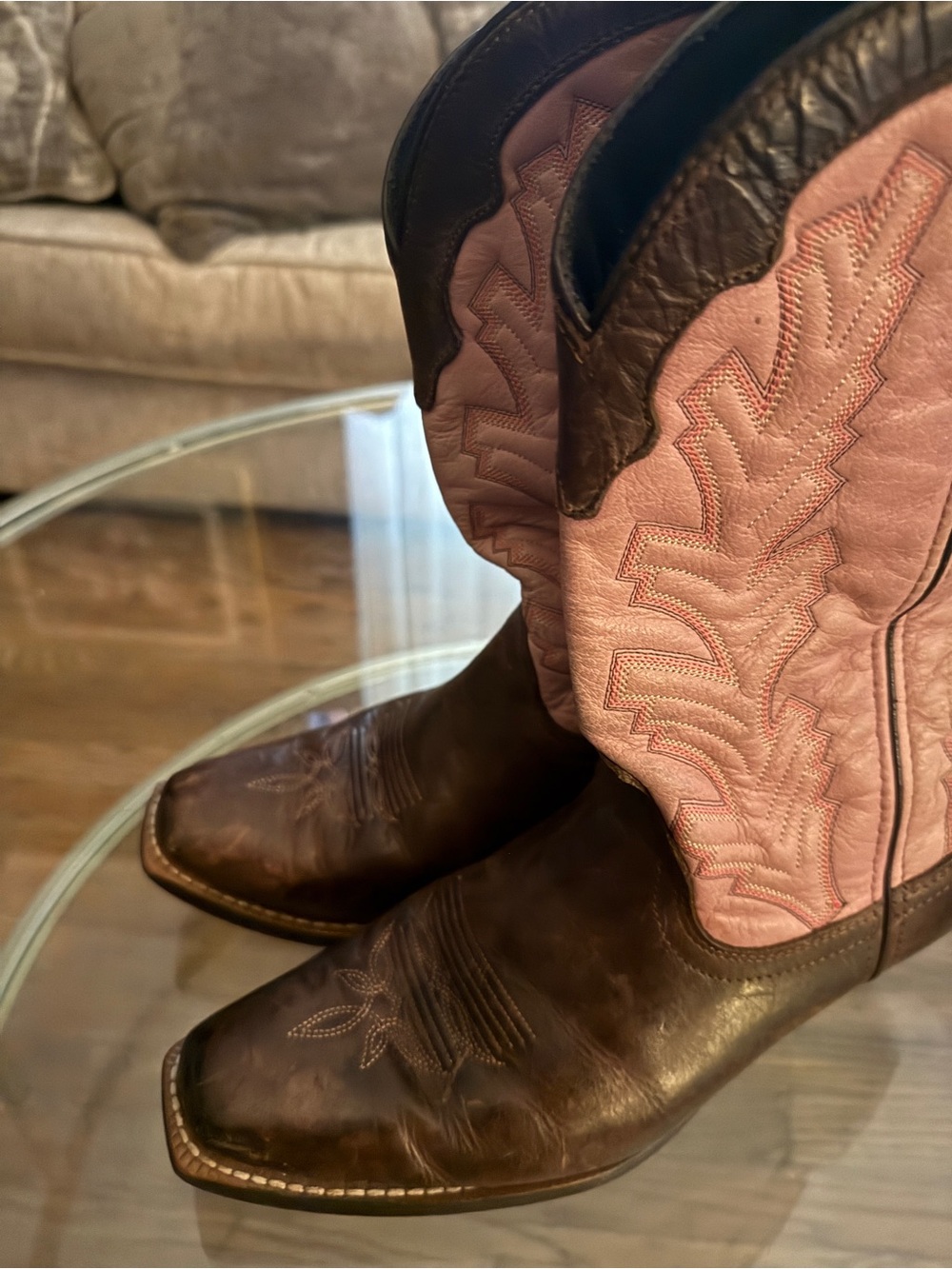 Laredo Brown Leather Boots with Pink Shaft